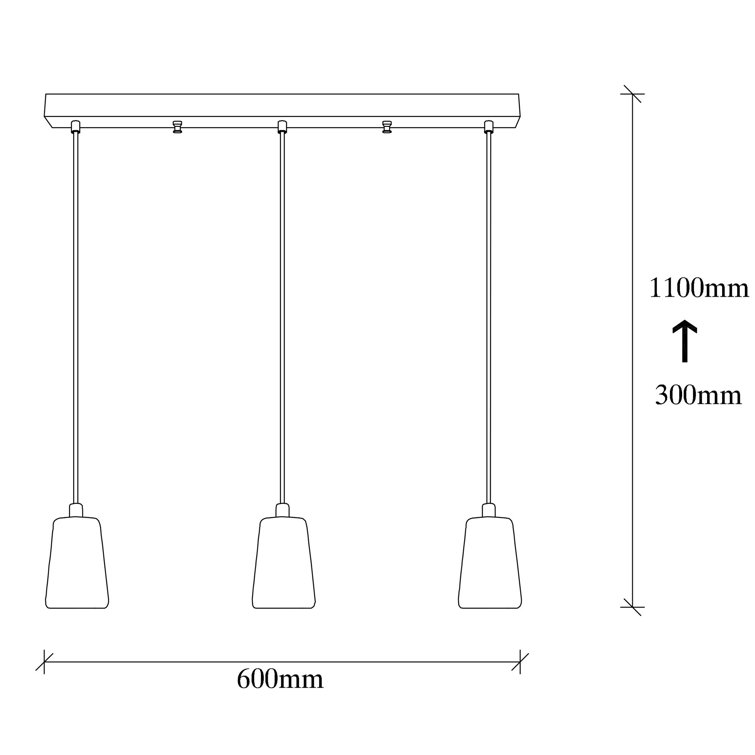 Bless international 3 Light Black/Copper Kitchen Island Pendant